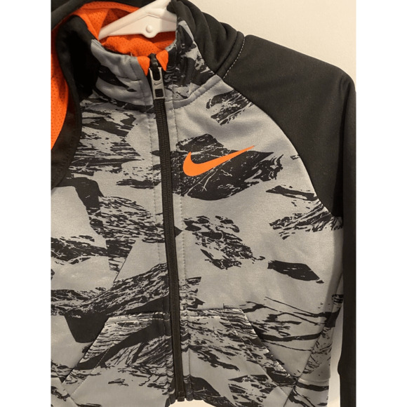 Nike Dri-Fit Camo Zip Up Sweatshirt Baby Infant 18m Black Gray Neon Orange - Picture 3 of 9
